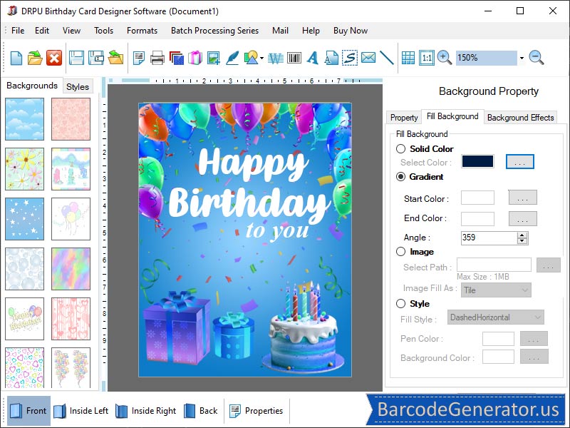 Screenshot of Birthday Card Generator