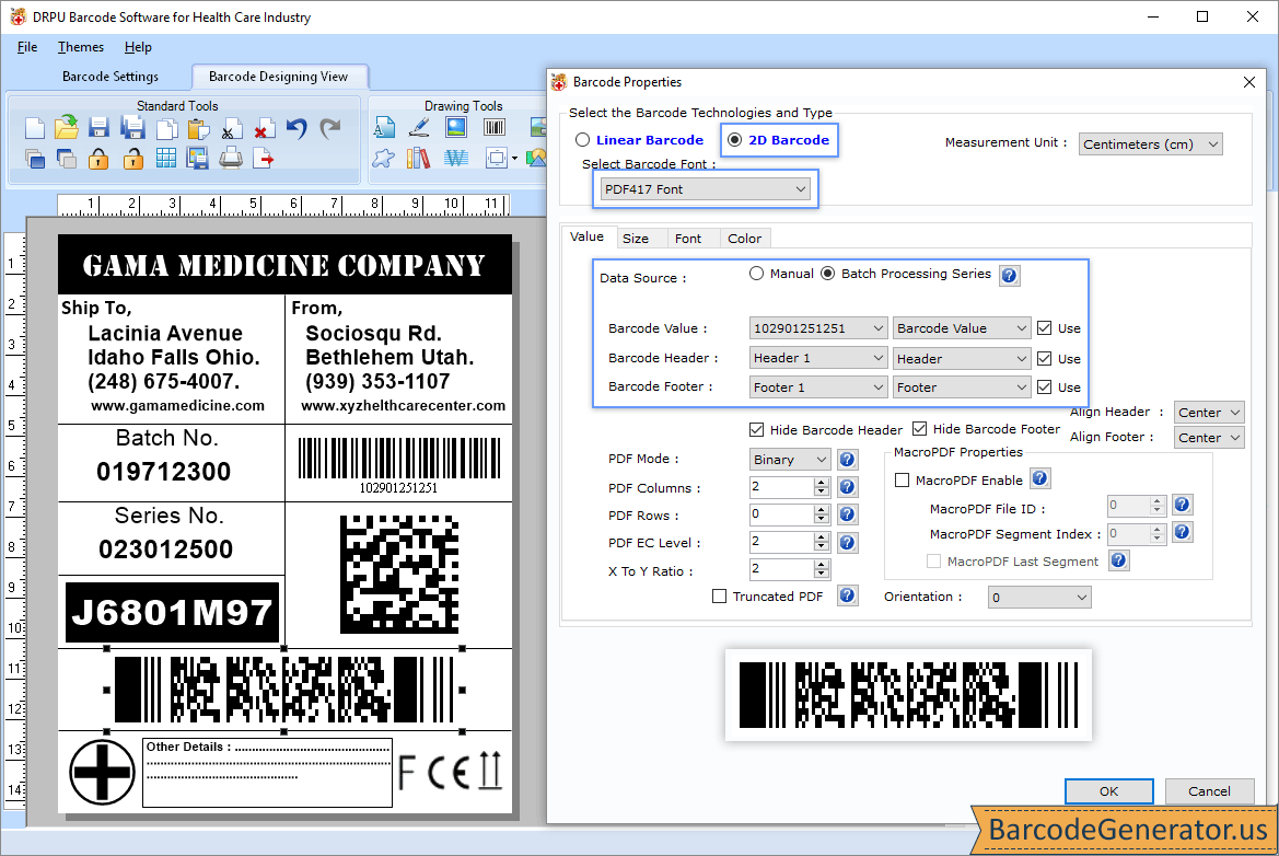 Barcode Generator Software for Healthcare Industry screenshots pharmacy