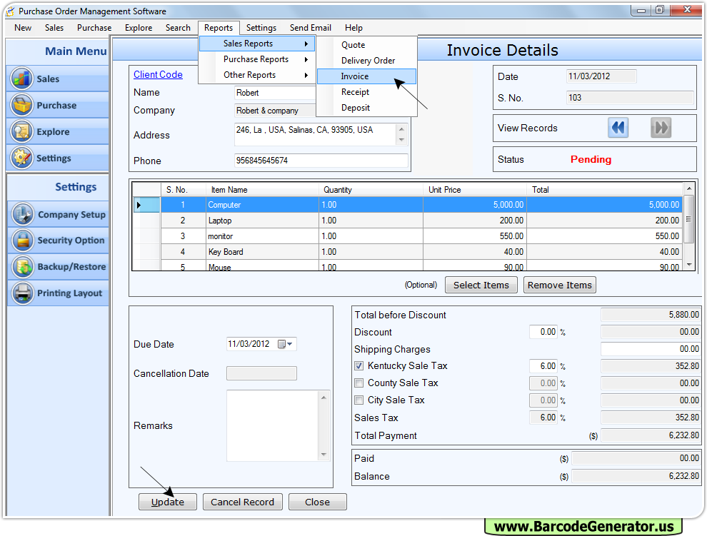 Purchase order management software screenshots PO system maintain sales