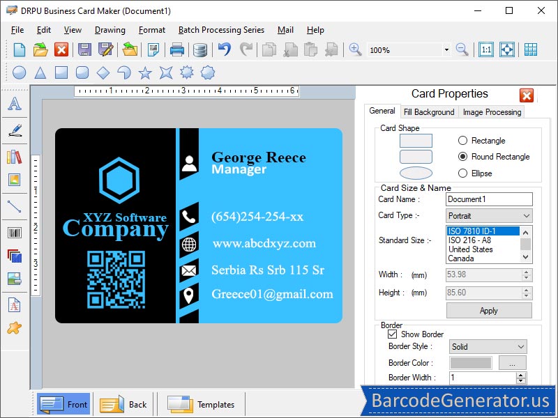 Screenshot of Card and Label Maker Software