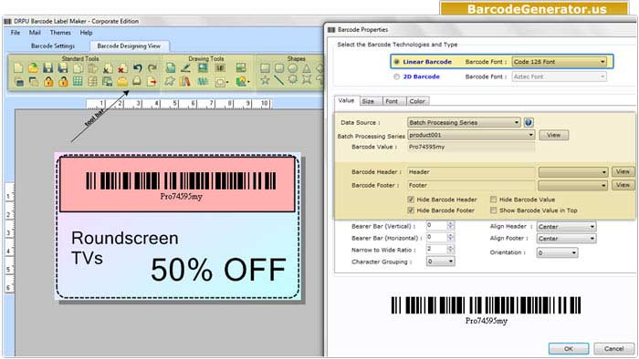 Screenshot of Barcode Generator - Corporate Edition 6.0.7