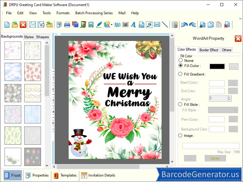 Screenshot of Greeting Card Generator