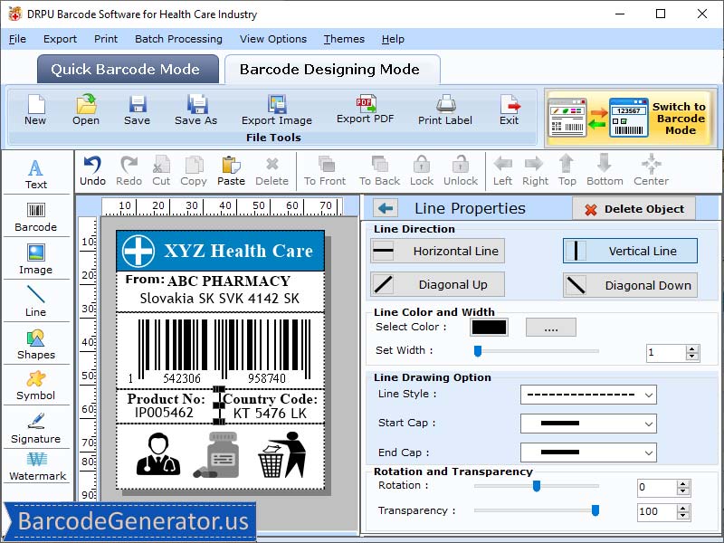 Screenshot of Barcode Generator for Healthcare