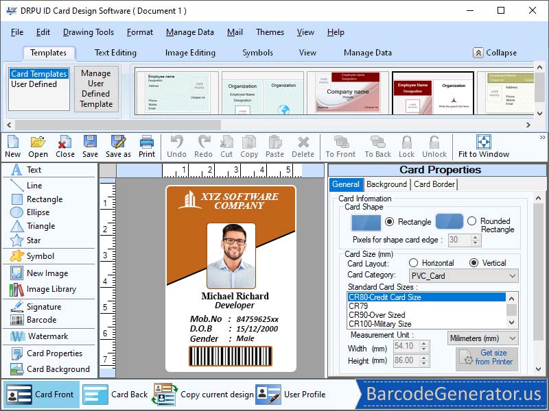 Screenshot of Id Card Maker Software