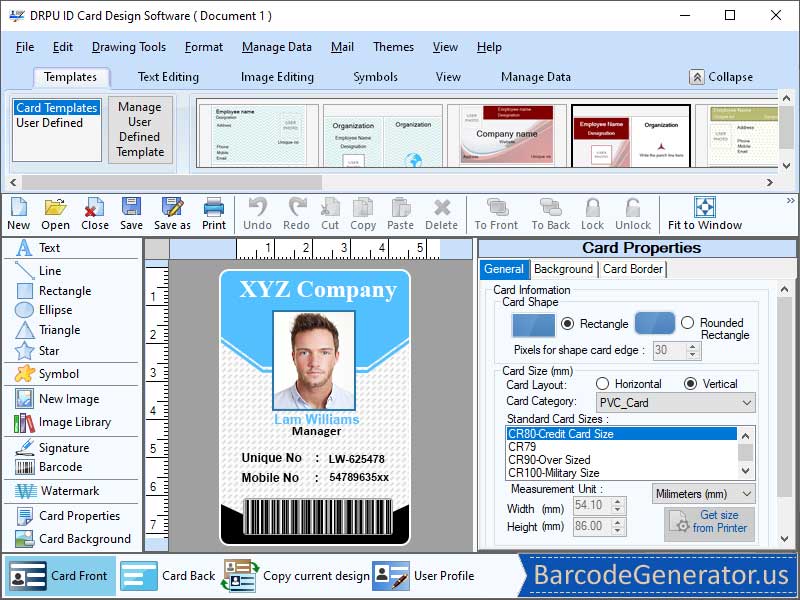 Screenshot of Identity card Generator Software