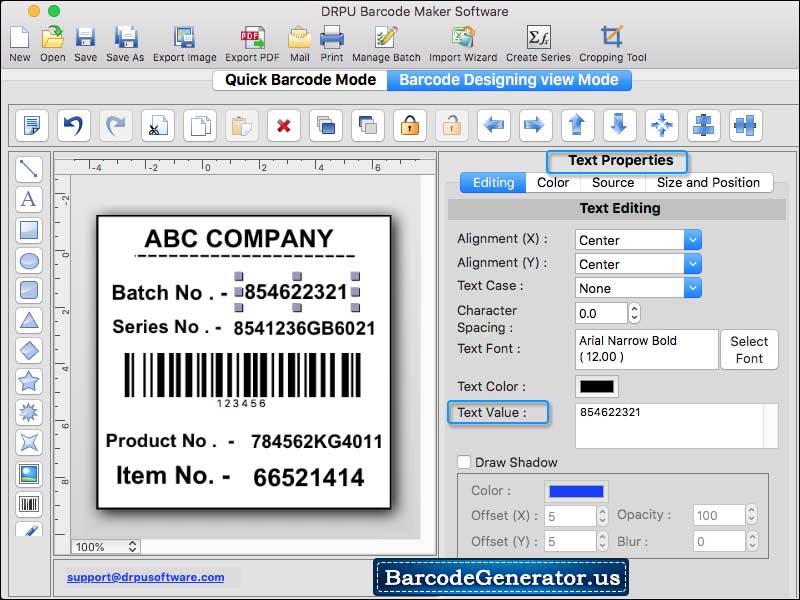 Screenshot of Mac Barcode Generator