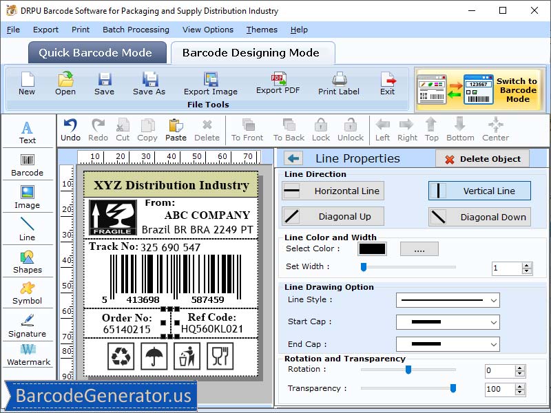 Packaging Barcode Label Generator screenshot