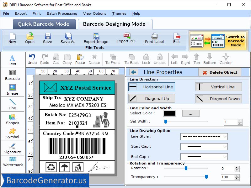 Post Office barcode label maker software, Barcode designer tool for banking sector, Parcel barcode label creator software, Barcode generating tool for shipping, Download barcode maker for Post Office, Banking barcode creator application