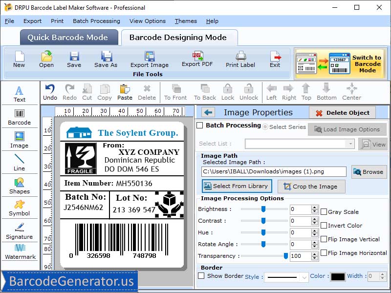 Screenshot of Professional Barcode Generator 6.2.3
