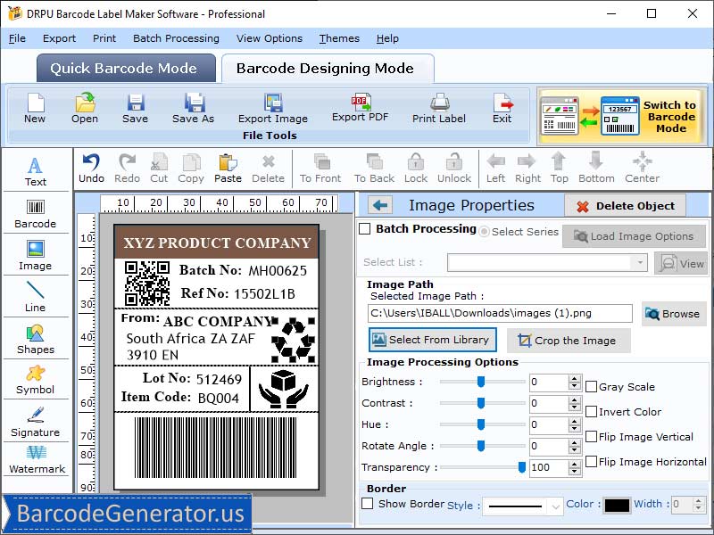 Screenshot of Professional Barcode Generator Tool 6.2.7