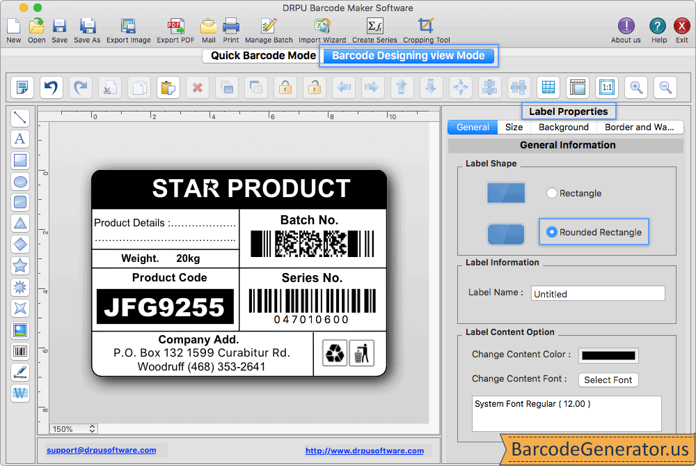 Barcode Designing View Mode