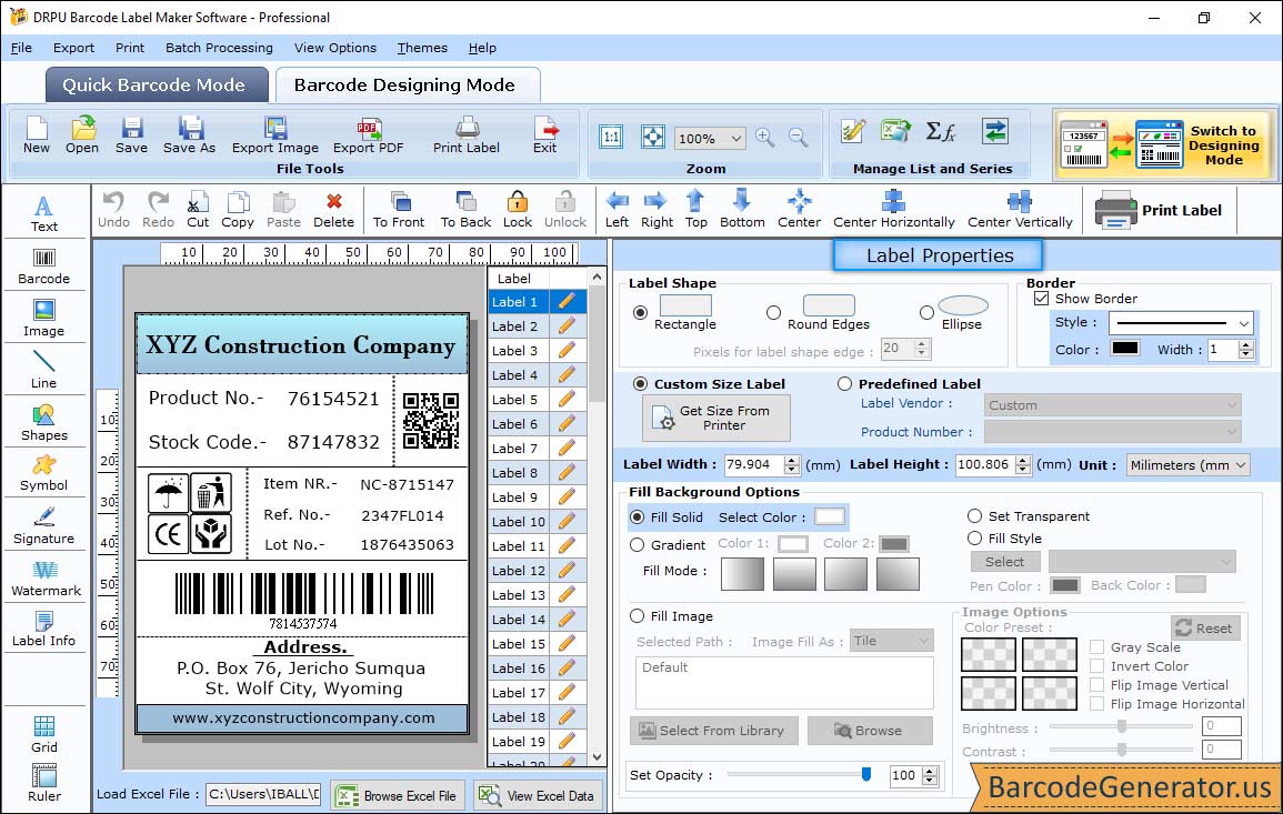 Label Properties Label Properties
