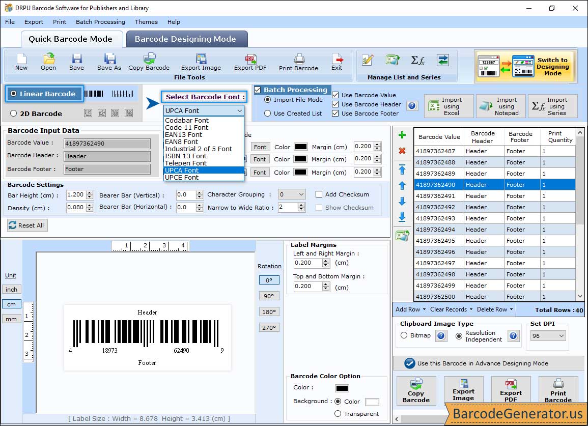 Linear Barcode Linear Barcode