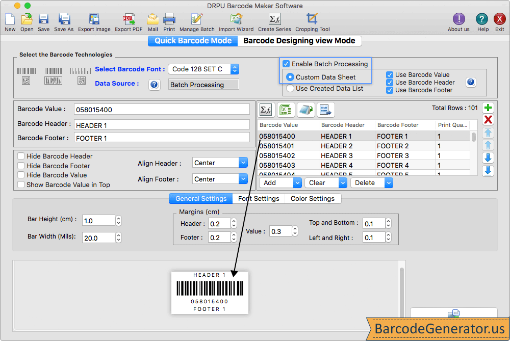 Create Barcode Label