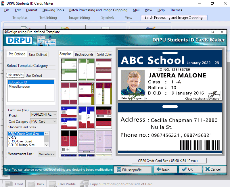 Student ID Cards Maker design multiple ID Cards for students