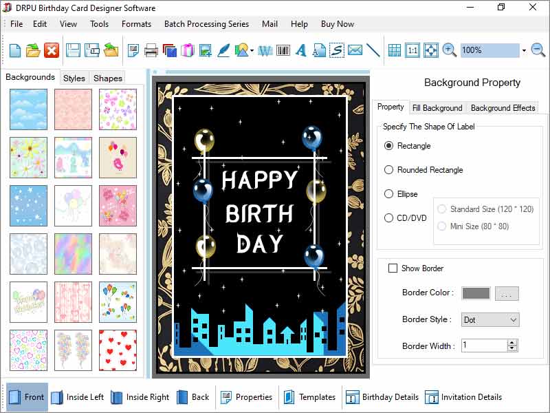 Screenshot of Birthday Greeting Card Designing Tool 8.3.0.1