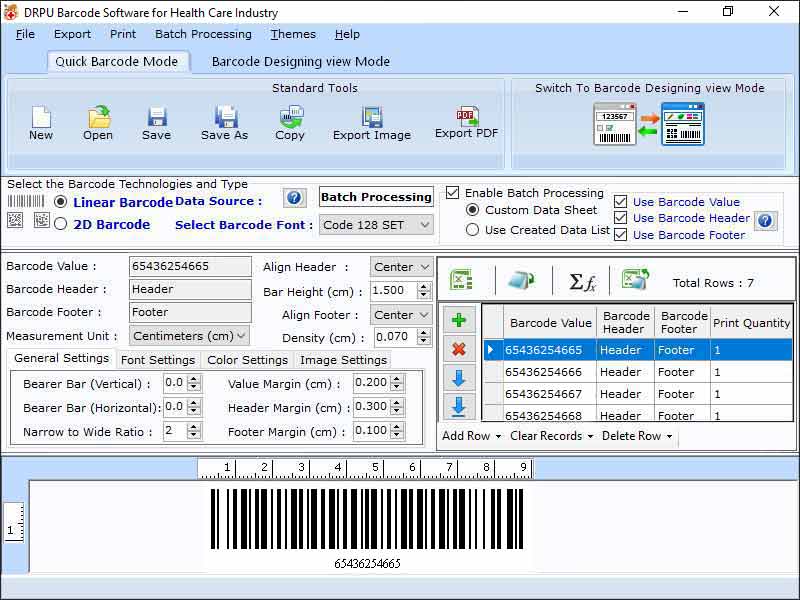 Screenshot of Hospital Devices Barcode Labeling Tool