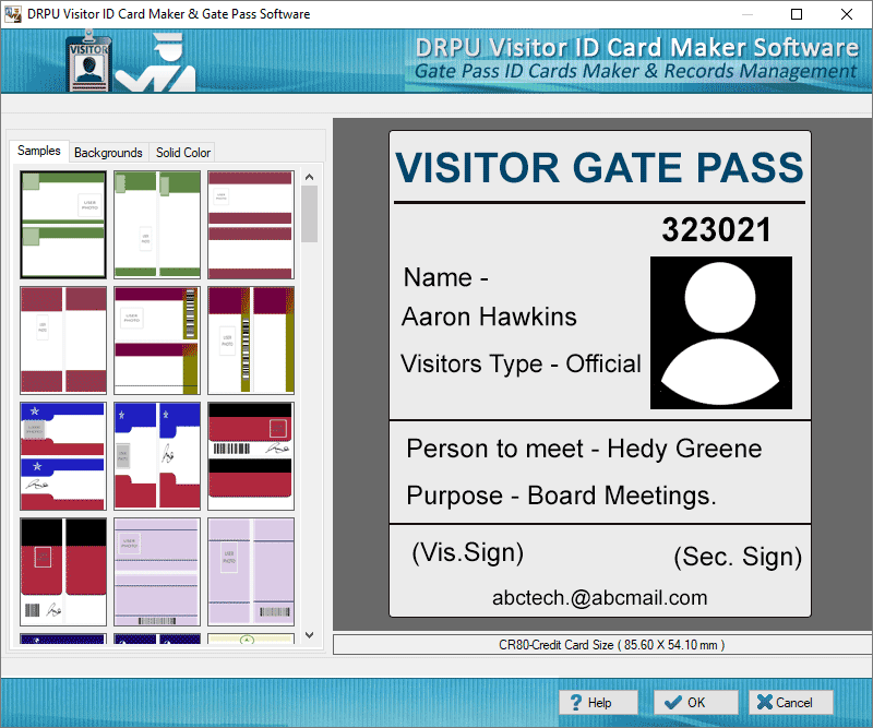 Visitor ID Gate Pass Maker Software