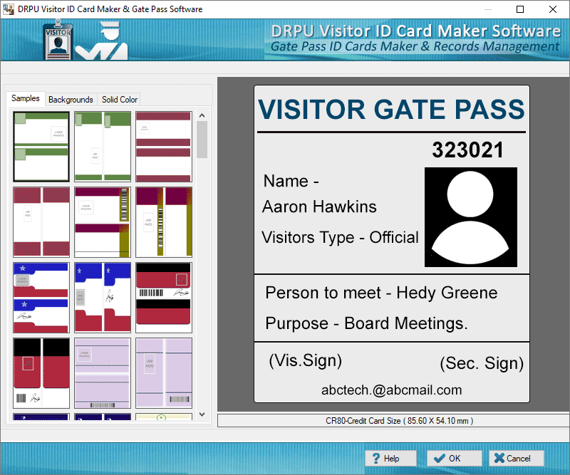 Visitor card maker software, visitor gate pass creator application, visiting card making tool, gate pass generator application, Visitor ID gate pass designing tool, Visitor ID gate pass creating software, visiting id gate pass generating program